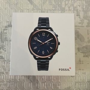 Fossil Q Hybrid Navy and Rose Gold Watch